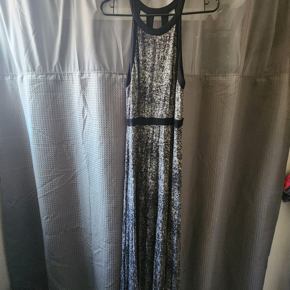 Silence + Noise Black and Silver Halter Dress